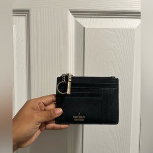kate spade Black Saffiano Leather Card Case with Key Ring